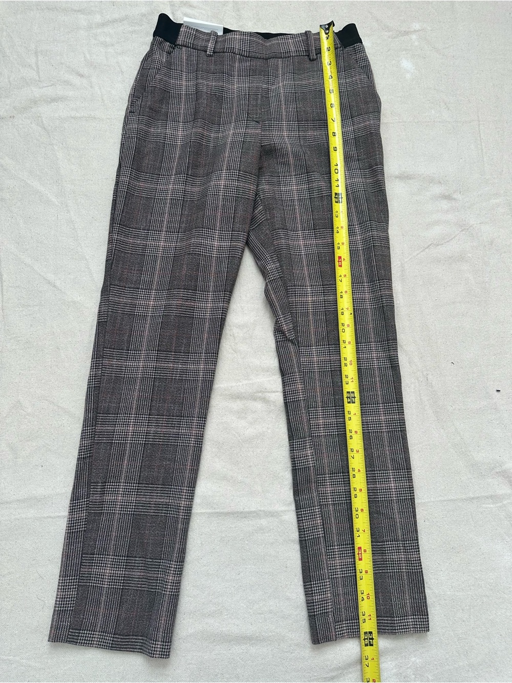 NWT H&M Plaid Slim Ankle Slacks Dress Pants Gray Pink Size 4 - Picture 6 of 12